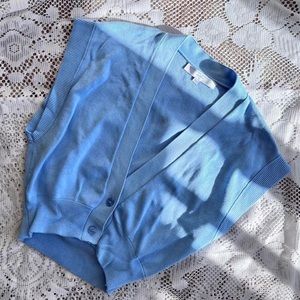 Love for humanity couture blue sleeveless cardigan
